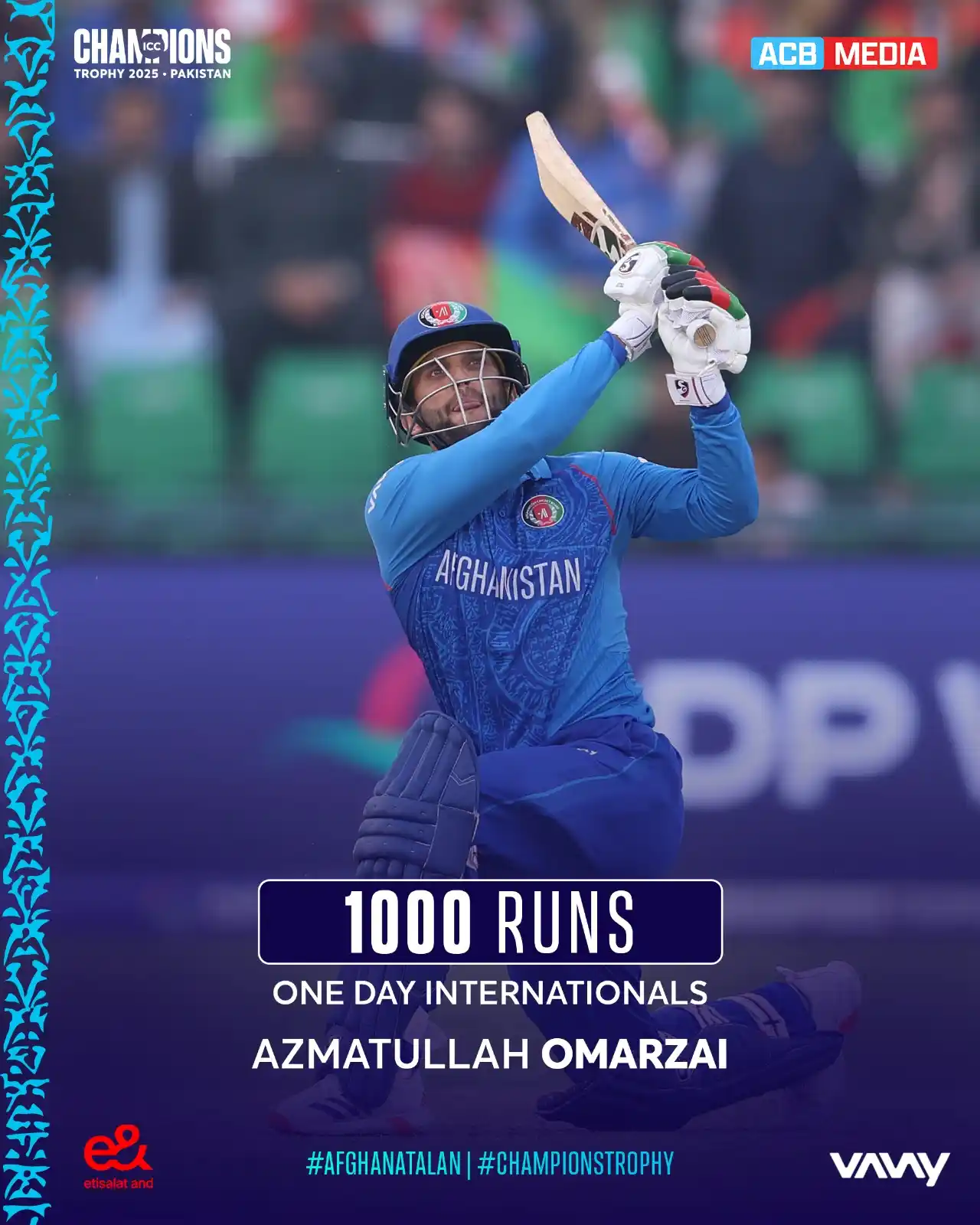 Image from Afghanistan Cricket Board (ACB): ๐๐๐๐ & ๐๐จ๐ข๐ง๐ ๐๐ญ๐ซ๐จ๐ง๐ ! ๐ Azmatullah Omarzai unlocks the...