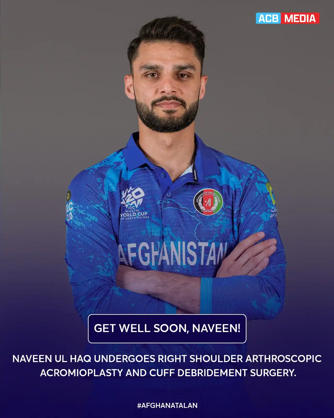 Image from Afghanistan Cricket Board (ACB): πππ π°ππ₯π₯ π¬π¨π¨π§, πππ―πππ§! Afghanistan Fast Bowler Nave...