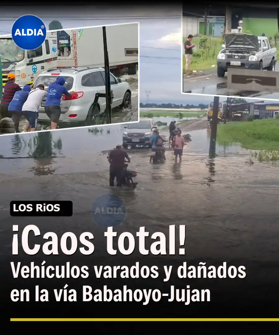 Image from ALDIA: La situación de la carretera Babahoyo-Jujan es crítica. Carros parados...