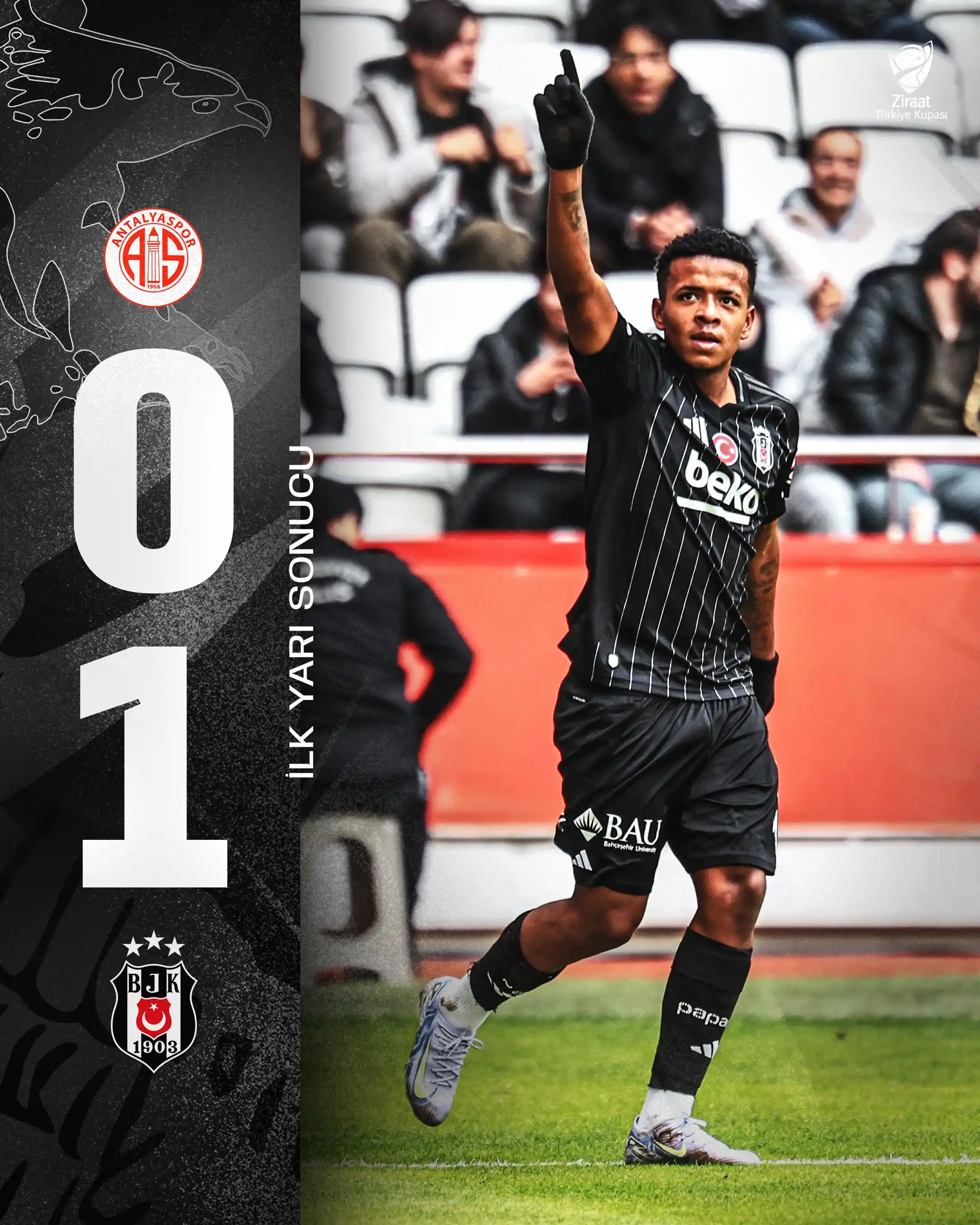 Image from Beşiktaş JK: İLK YARI SONUCU | İlk yarıda Arroyo'nun golüyle 1-0 öndeyiz. <a class...