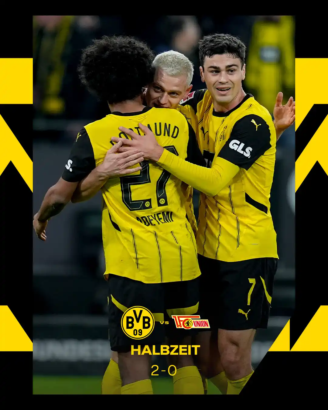 Image from Borussia Dortmund: ⏸️👏 Eine gute erste Hälfte beschert Schwarzgelb die 2:0-Pausenführung...