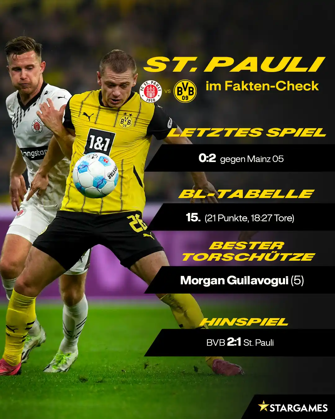 Image from Borussia Dortmund: 📊 Für Schwarzgelb geht's morgen um 15:30 Uhr gegen den FC St. Pauli a...