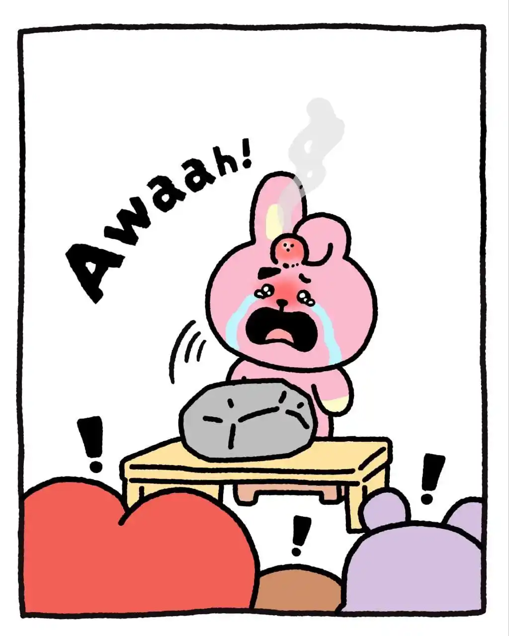 Image from 𝐁𝐓𝐒 𝐩𝐚𝐯𝐞𝐝 𝐭𝐡𝐞 𝐰𝐚𝐲⁷: -.New BT21 update on COOKY. 🩷💜  ✍🏻: "Just give Cooky a warm hug and...