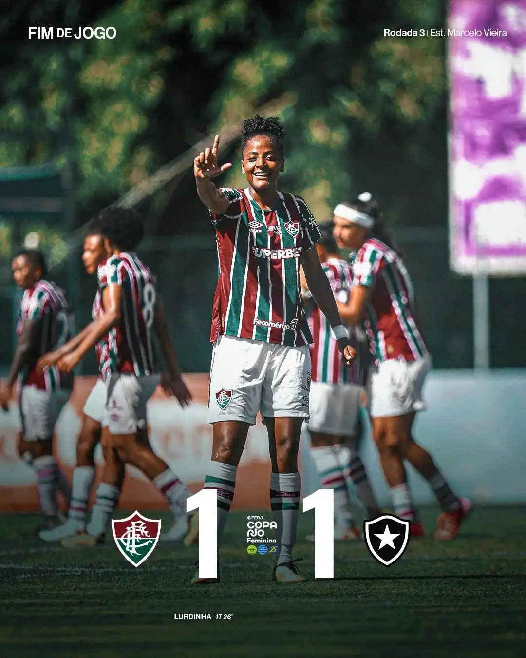 Image from Fluminense FC: Fim de jogo! Com gol de Lurdinha, o Fluminense empata em 1 a 1 com o B...