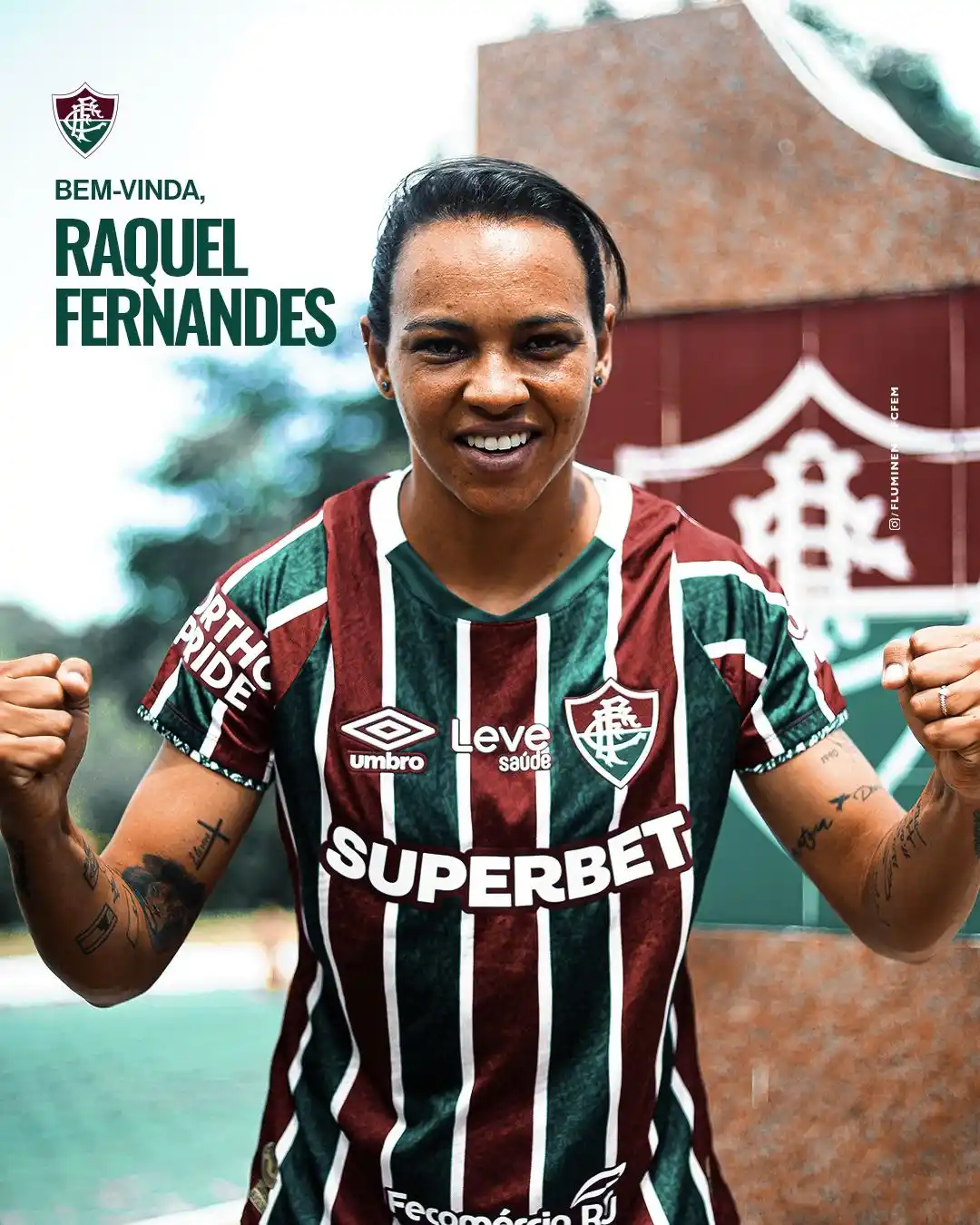 Image from Canal do Fluminense: SEJA BEM-VINDA AO FLUMINENSE, RAQUEL! Atacante, ex-Grêmio, é mais um r...