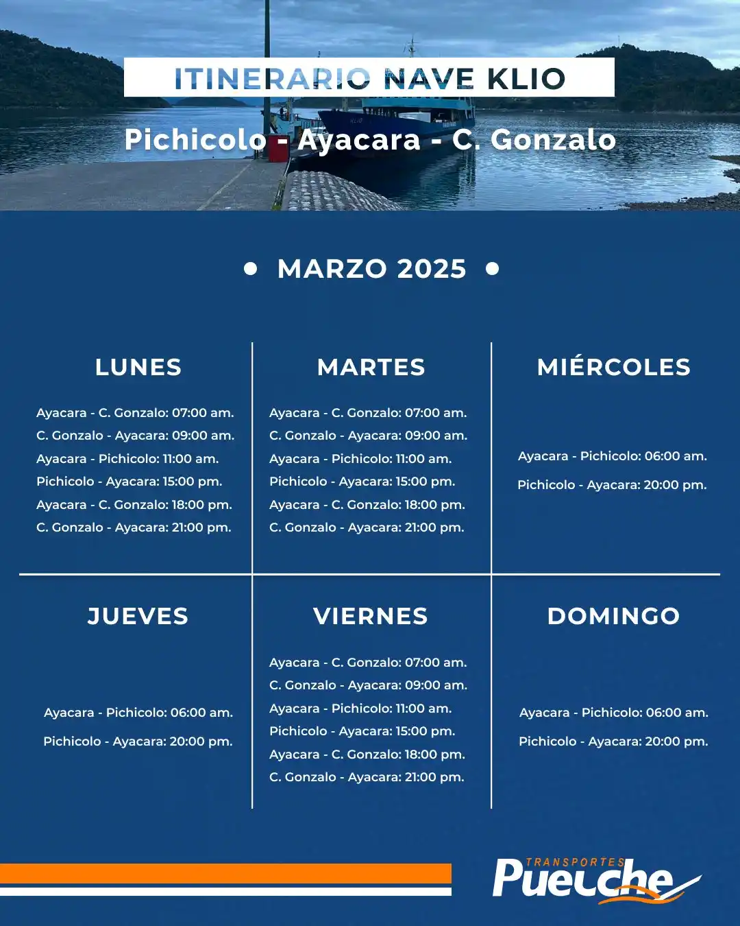 Image from Carretera Austral Informa: ⚓ *ATENCIÓN* Se informa itinerario correspondiente al mes de marzo 202...