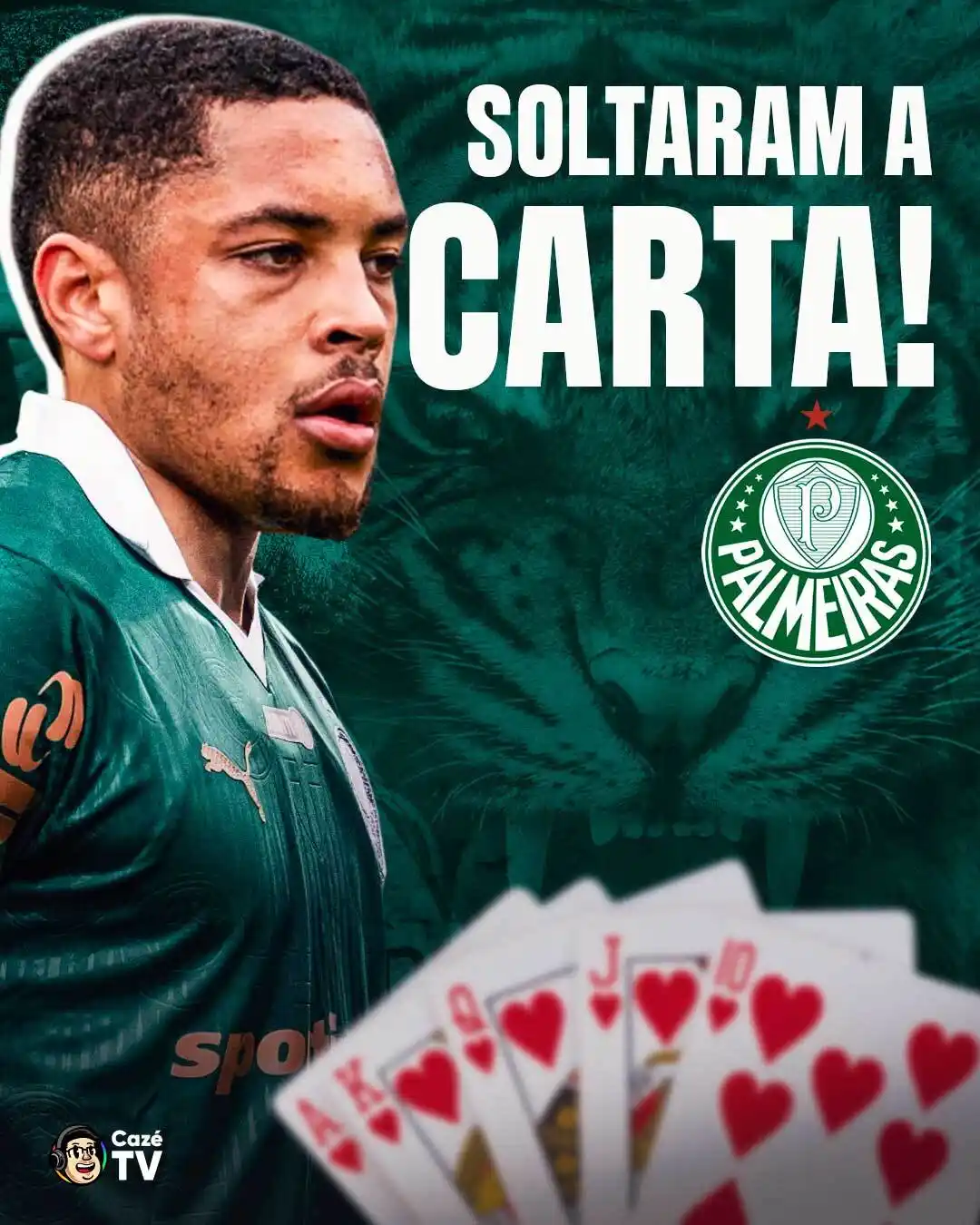 Image from CazéTV: NEGÓCIO FECHADO! ✅🐯 Vitor Roque é do Palmeiras! SIMPLESMENTE, A MAIO...