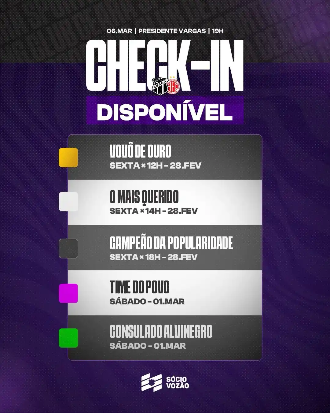 Image from Ceará Sporting Club: ATENÇÃO para o check-in, Nação Alvinegra! 🏁 Em breve, os check-ins p...
