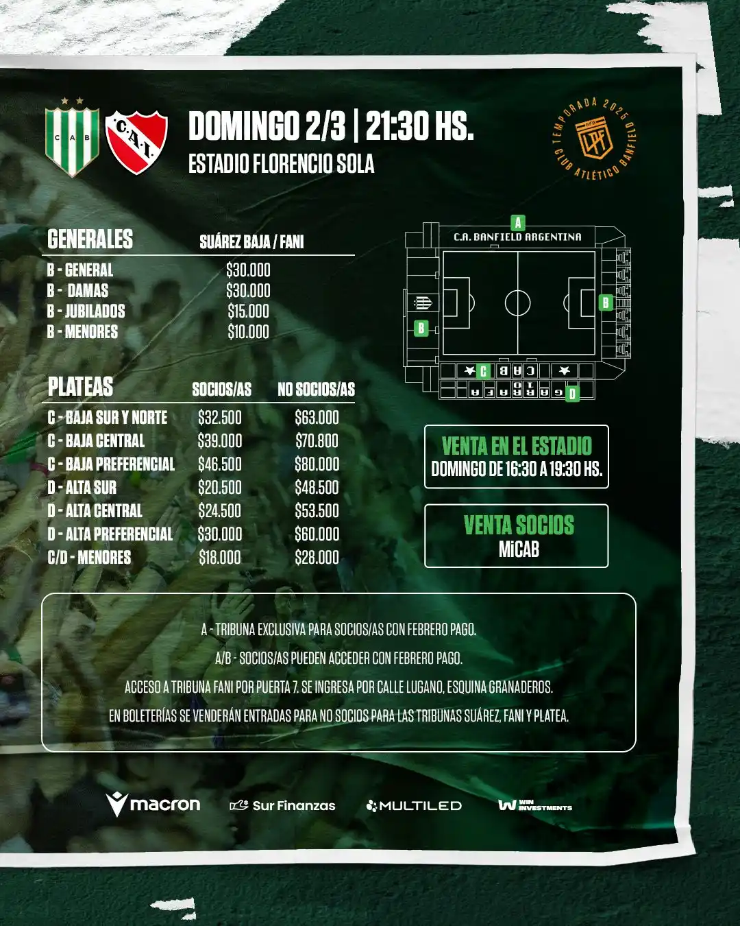 Image from Club Atlético Banfield: Contra el Rojo, en casa 🏟️💚 Ya está disponible la 𝐯𝐞𝐧𝐭𝐚 𝐝𝐞 �...