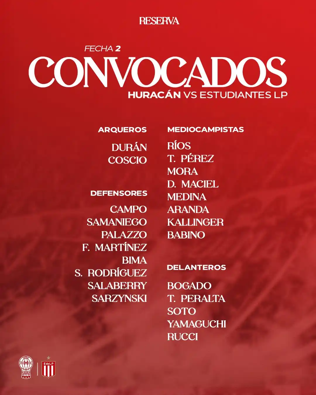 Image from Club Atlético Huracán: 📋 Lista de jugadores convocados por Mauro Milano para recibir a <a cl...