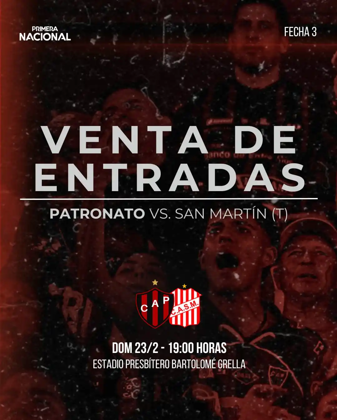 Image from Club Atlético Patronato: 🏟 ¡El domingo nos vemos en el Grella! 🎫 Compartimos toda la informa...