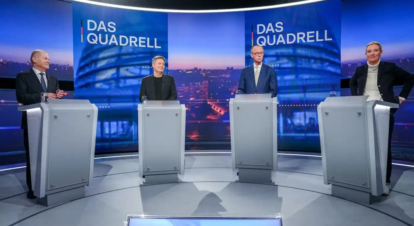 Image from CORRECTIV.Faktencheck: 📺 Beim sogenannten *Quadrell am 16. Februar ging es um Migration, den...
