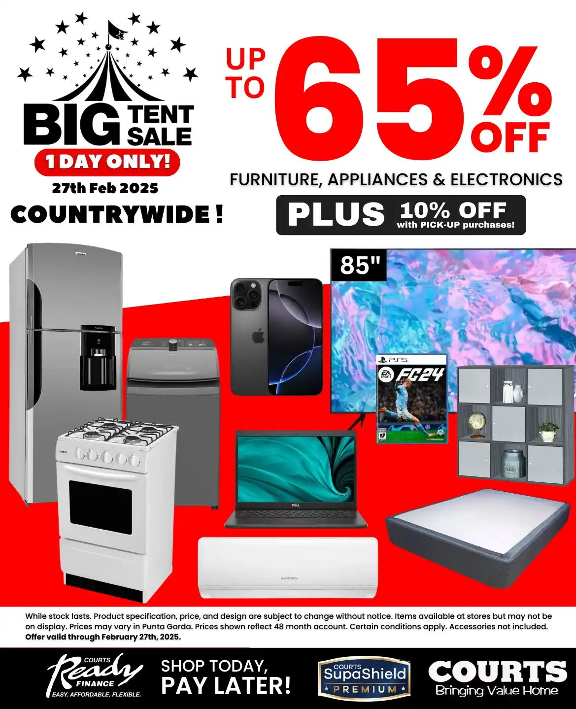 Image from Courts Belize 🇧🇿 : OH WOW! It’s THE BIG COURTS TENT SALE! 🤩🎪 This THURSDAY Feb 27th 🥳1...