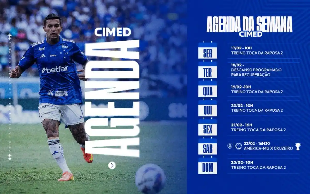 Image from Cruzeiro Esporte Clube : Confira nossa 𝐩𝐫𝐨𝐠𝐫𝐚𝐦𝐚𝐜̧𝐚̃𝐨 𝐬𝐞𝐦𝐚𝐧𝐚𝐥! 🗓💙  O Cabulos...