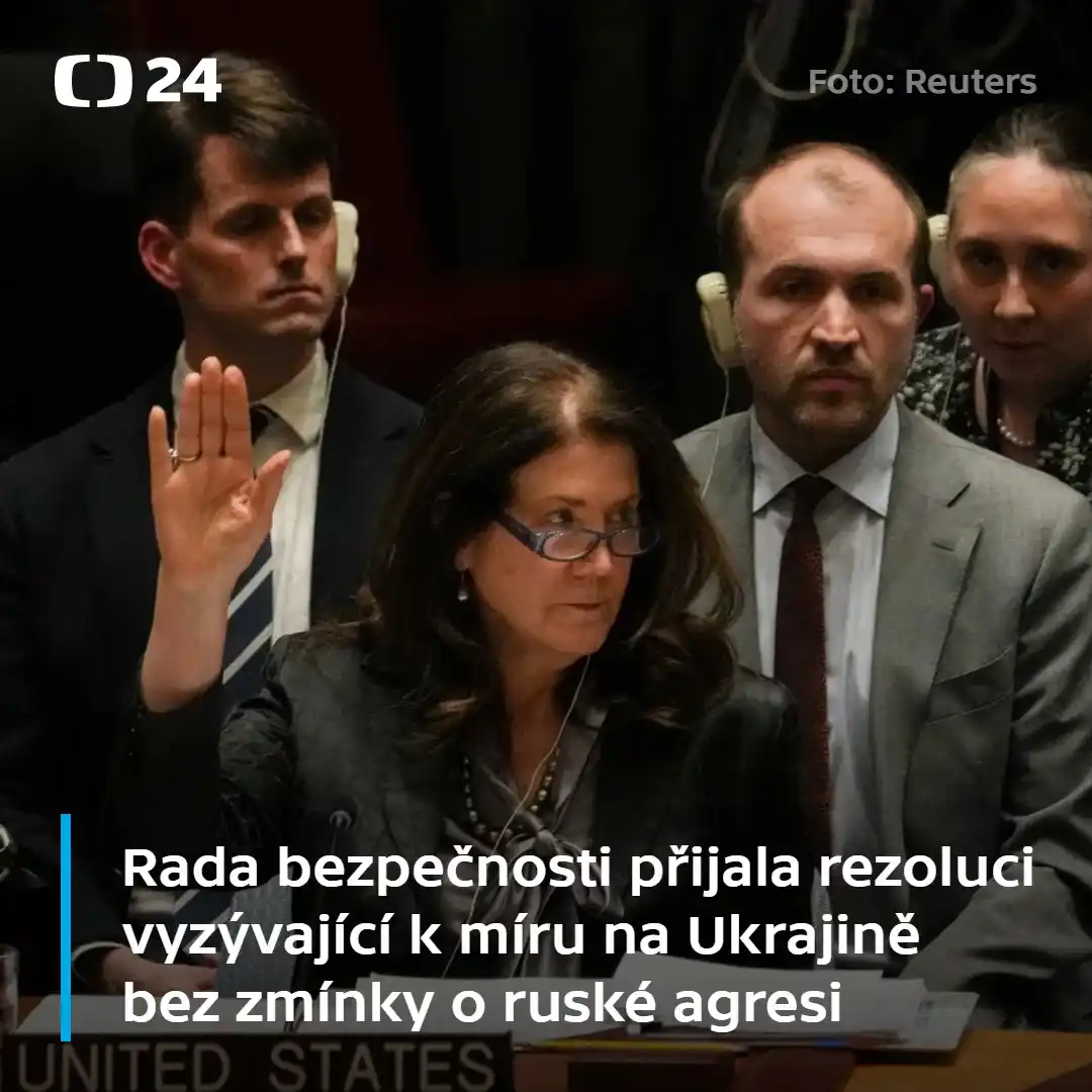 Image from ČT24: S podporou USA i Ruska prošla Radou bezpečnosti OSN rezoluce, která vy...