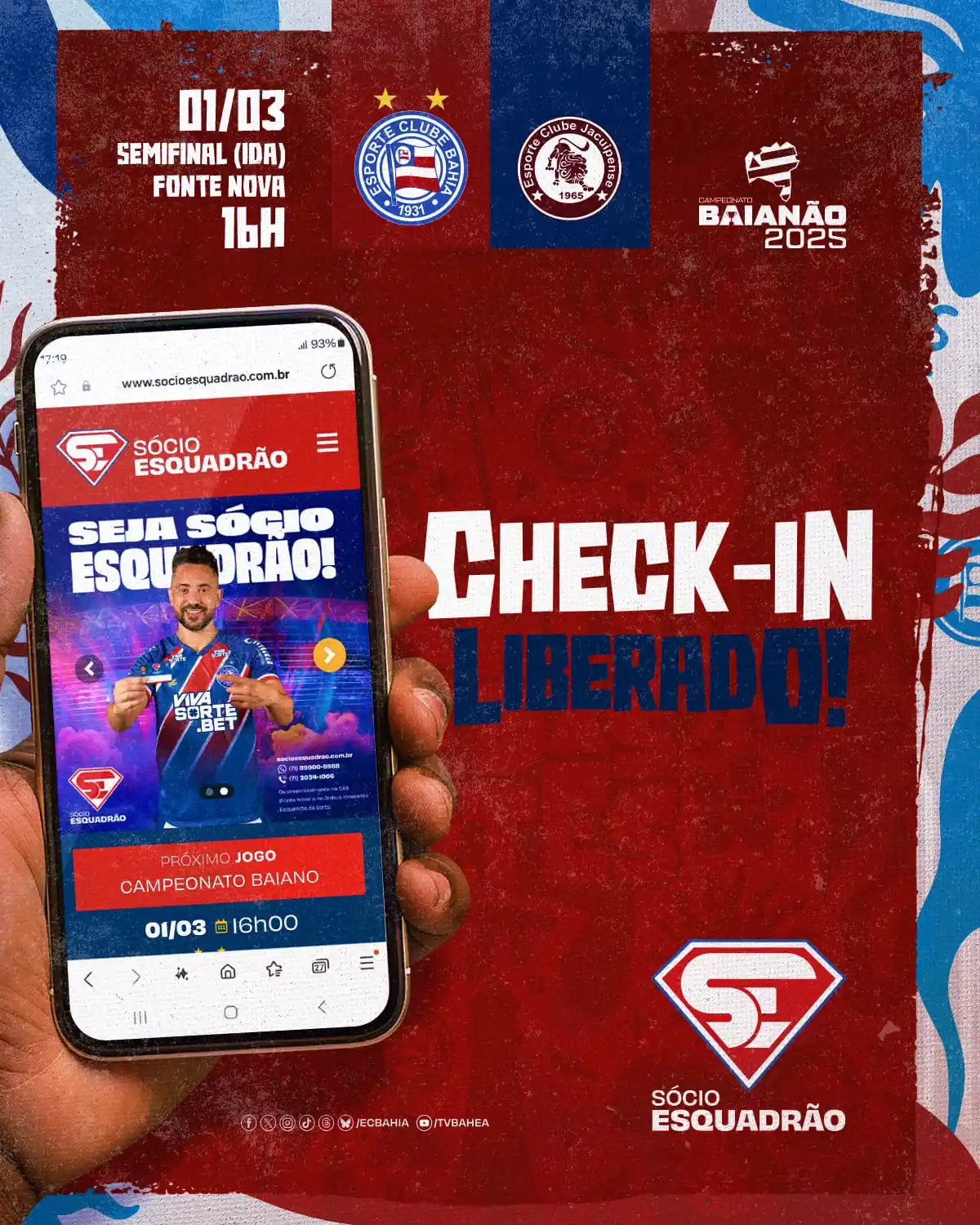 Image from Esporte Clube Bahia: 🔈 Check-in aberto pro jogo de sábado na Fonte! Sócios <a class="text-...