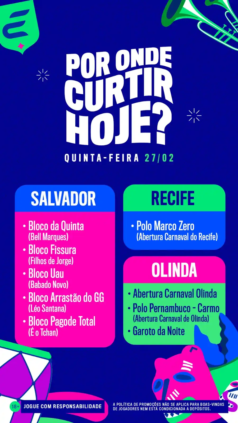 Image from Esportes da Sorte : A onda azul já invadiu o Carnaval! 🌊🎭🔥 Agora a escolha é sua: onde...