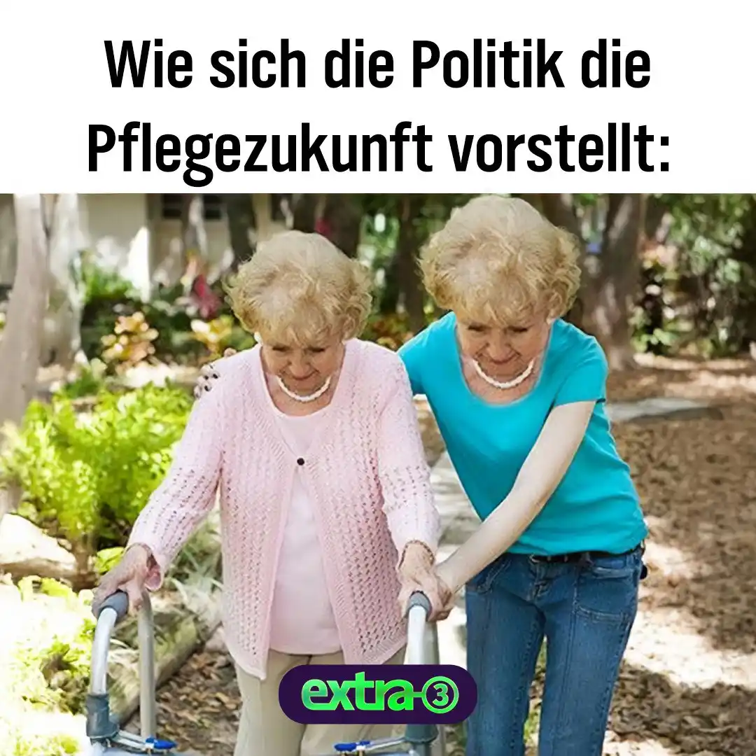 Image from extra3: Im Wahlkampf etwas unter geht natürlich der Pflegenotstand! 🏥 Dass es...