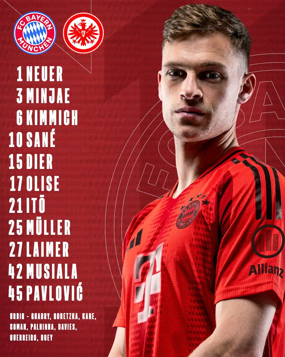 Image from FC Bayern Munich: 🔴⚪ 𝐎𝐮𝐫 𝐒𝐭𝐚𝐫𝐭𝐢𝐧𝐠 𝐗𝐈 ⚪🔴  Follow <a class="text-blue-500 h...