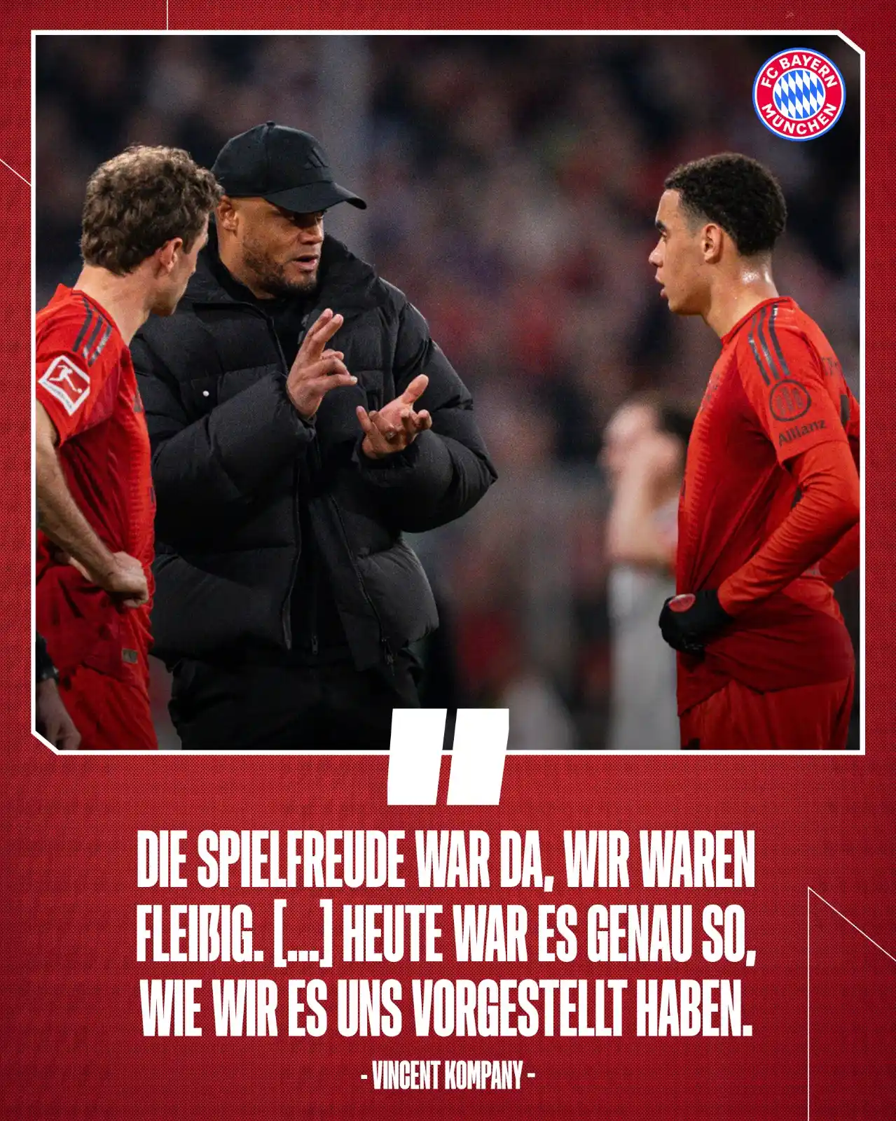 Image from FC Bayern: 💬 Coach Kompany nach dem 4:0-Heimsieg gegen die Eintracht. 🔗 Weitere...