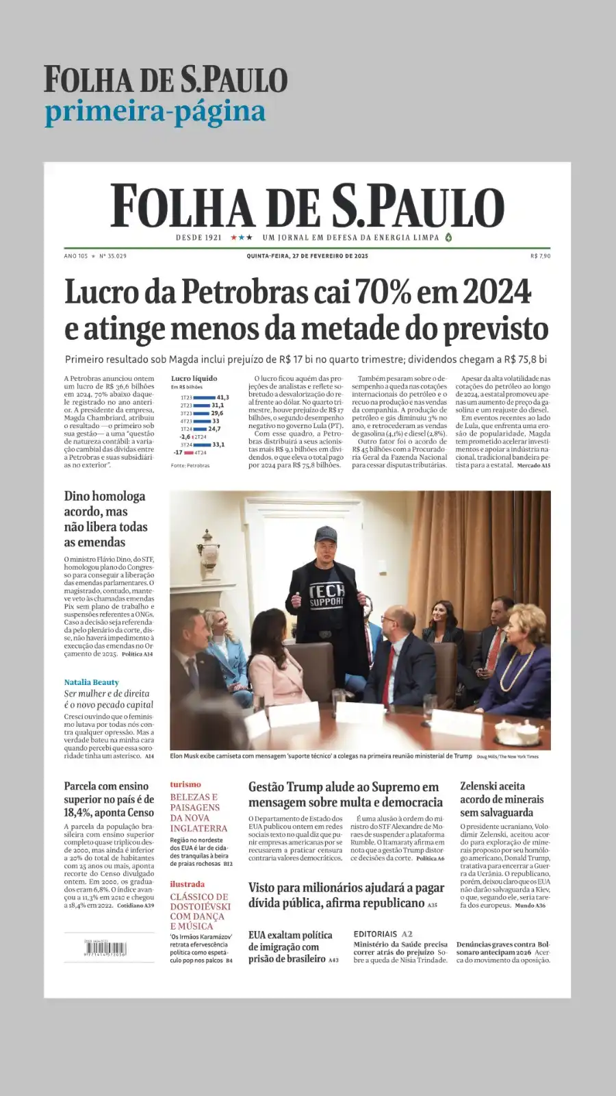 Image from Folha de S. Paulo | Notícias de hoje do Brasil e do mundo: 🗞 Veja a capa da *folha* desta quinta-feira (27). 📲 Leia a edição di...