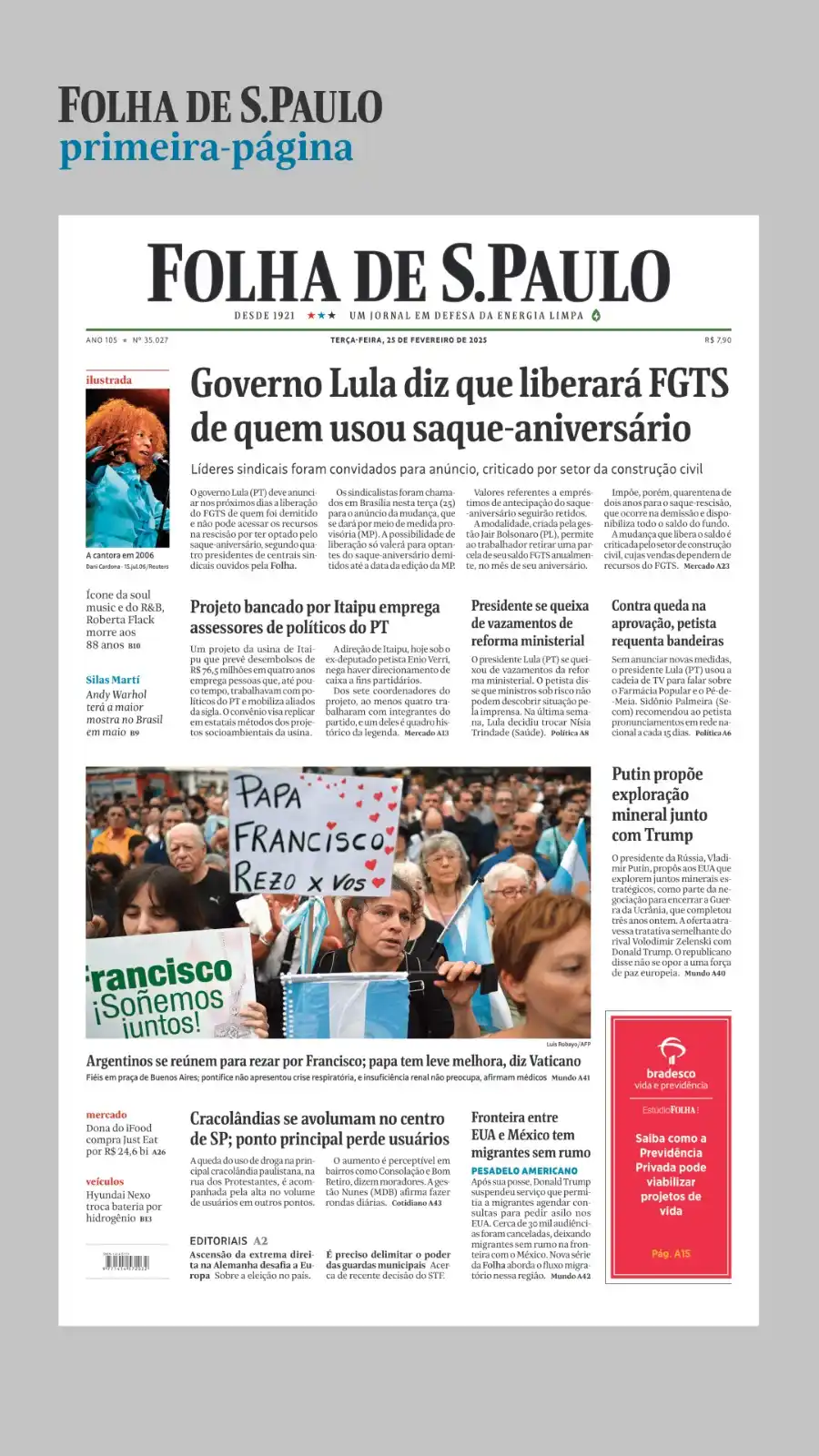 Image from Folha de S. Paulo | Notícias de hoje do Brasil e do mundo: 🗞 Veja a capa da *folha* desta terça-feira (25). 📲 Leia a edição dig...