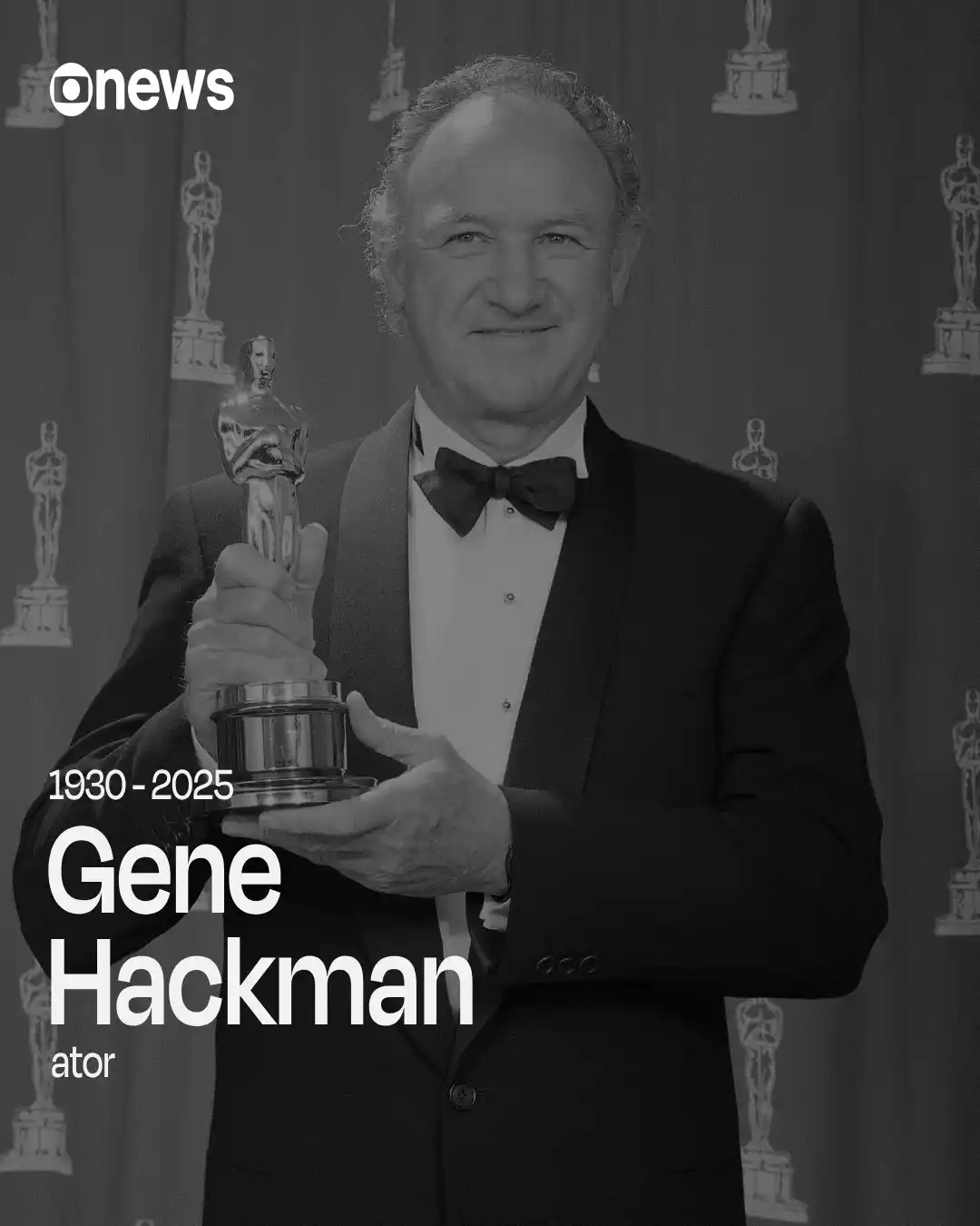 Image from GloboNews: O lendário ator Gene Hackman, de 95 anos, foi encontrado morto em sua ...