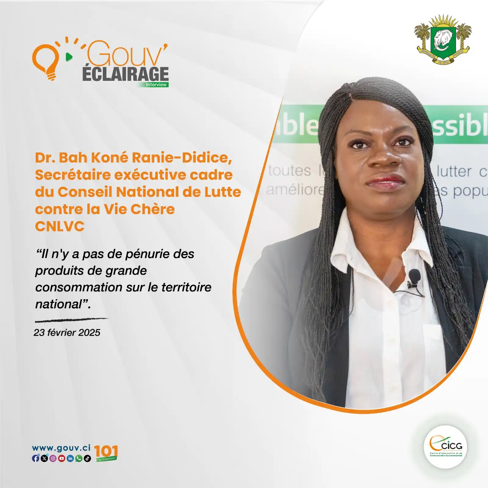 Image from Gouvernement de Côte d’Ivoire: 🎙️ *Gouv' Éclairage* 🎙️  *Dr Ranie-Didice Bah-Koné, Secrétaire exécu...