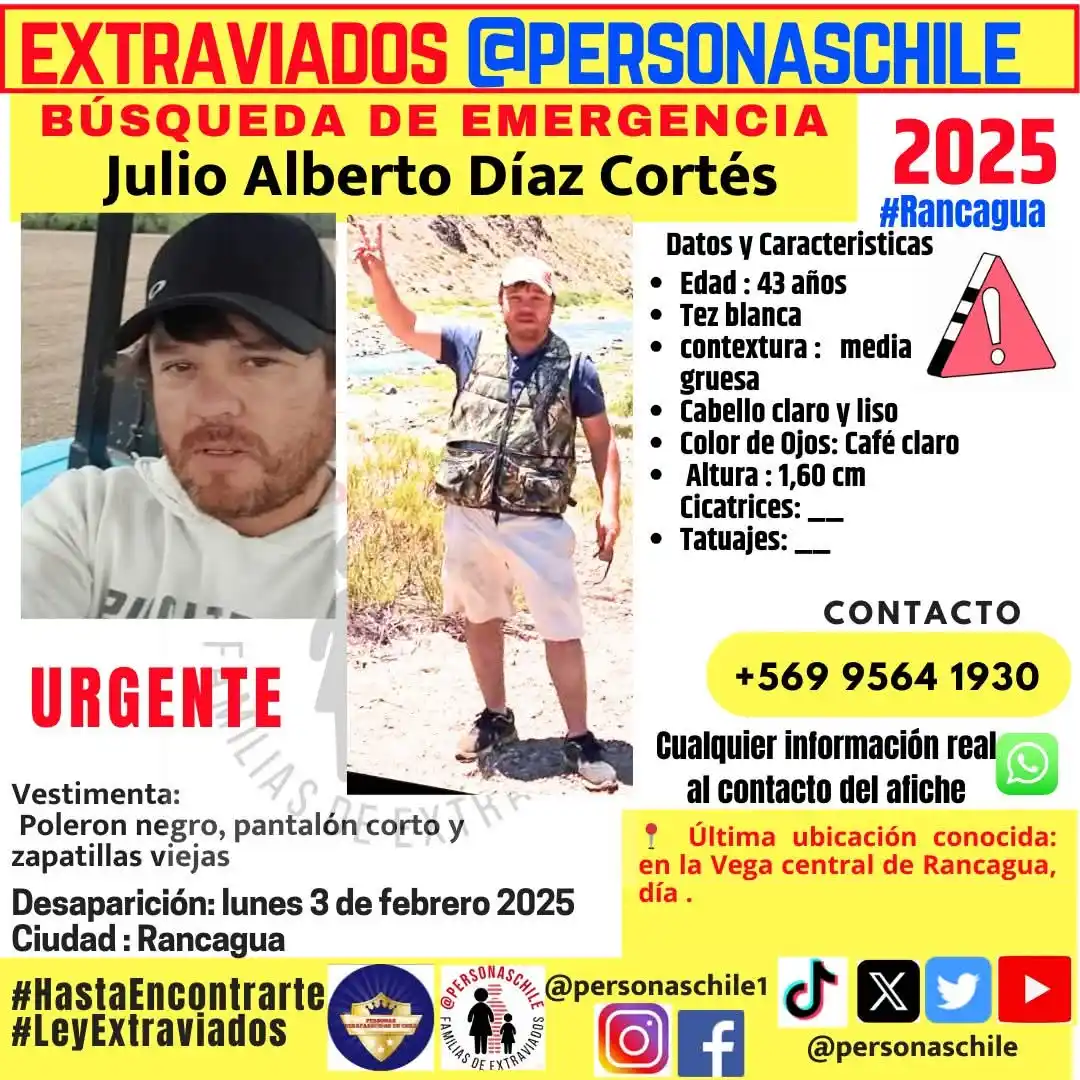 Image from IEC-CHILE: 📢 *¡AYUDA A ENCONTRAR A JULIO DÍAZ CORTÉS!*📢 Su familia solicita c...