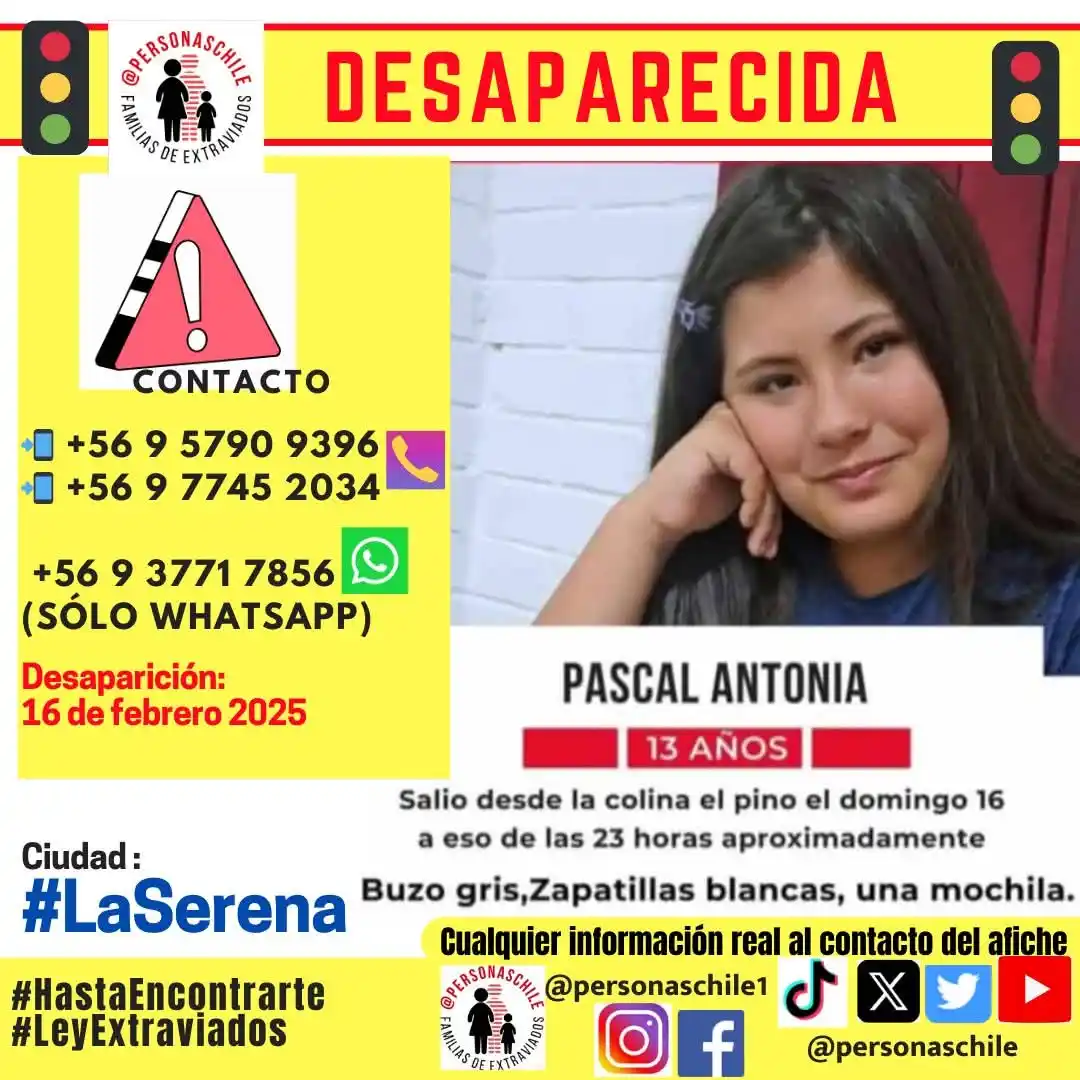 Image from IEC-CHILE: 📢 *URGENTE - BÚSQUEDA DE PASCAL ANTONIA (13 AÑOS)*📢 Pascal salió de...