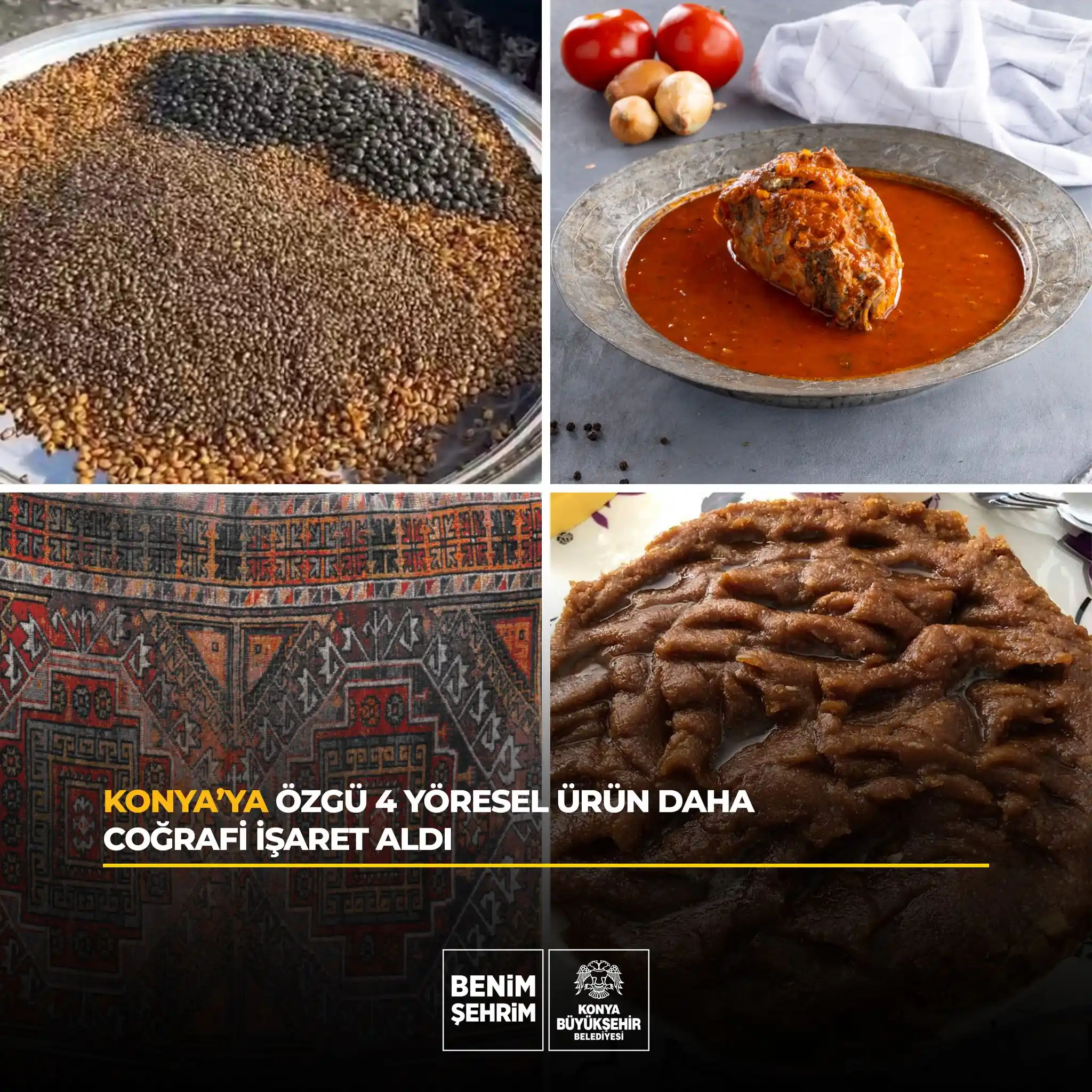 Image from Konya Büyükşehir Belediyesi: Konya’ya özgü Balık Çokratması, Köftü Tatlısı, Nuzumla Yatak Halısı ve...