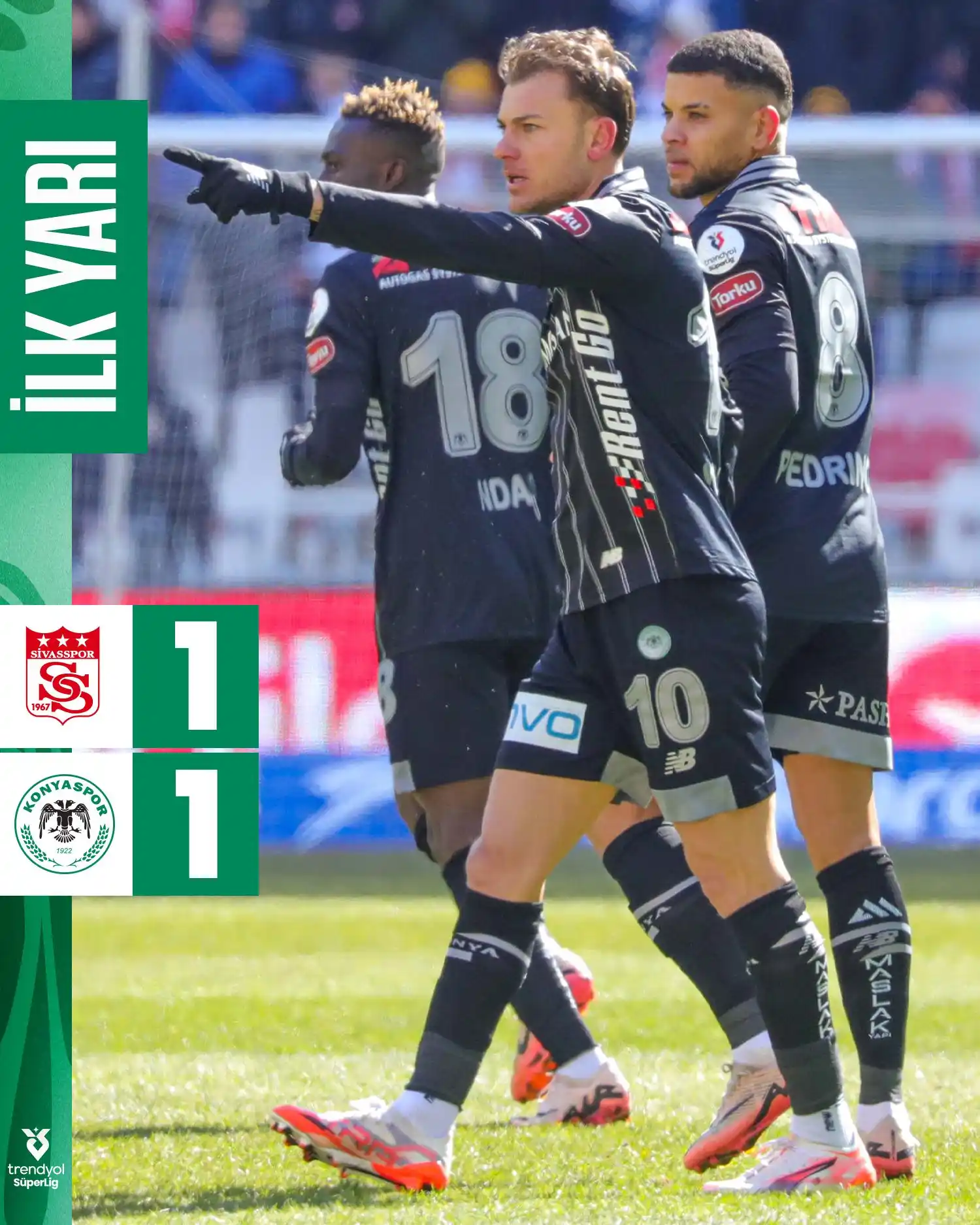 Image from Konyaspor: İlk yarı sona erdi. <a class="text-blue-500 hover:underline cursor-poi...