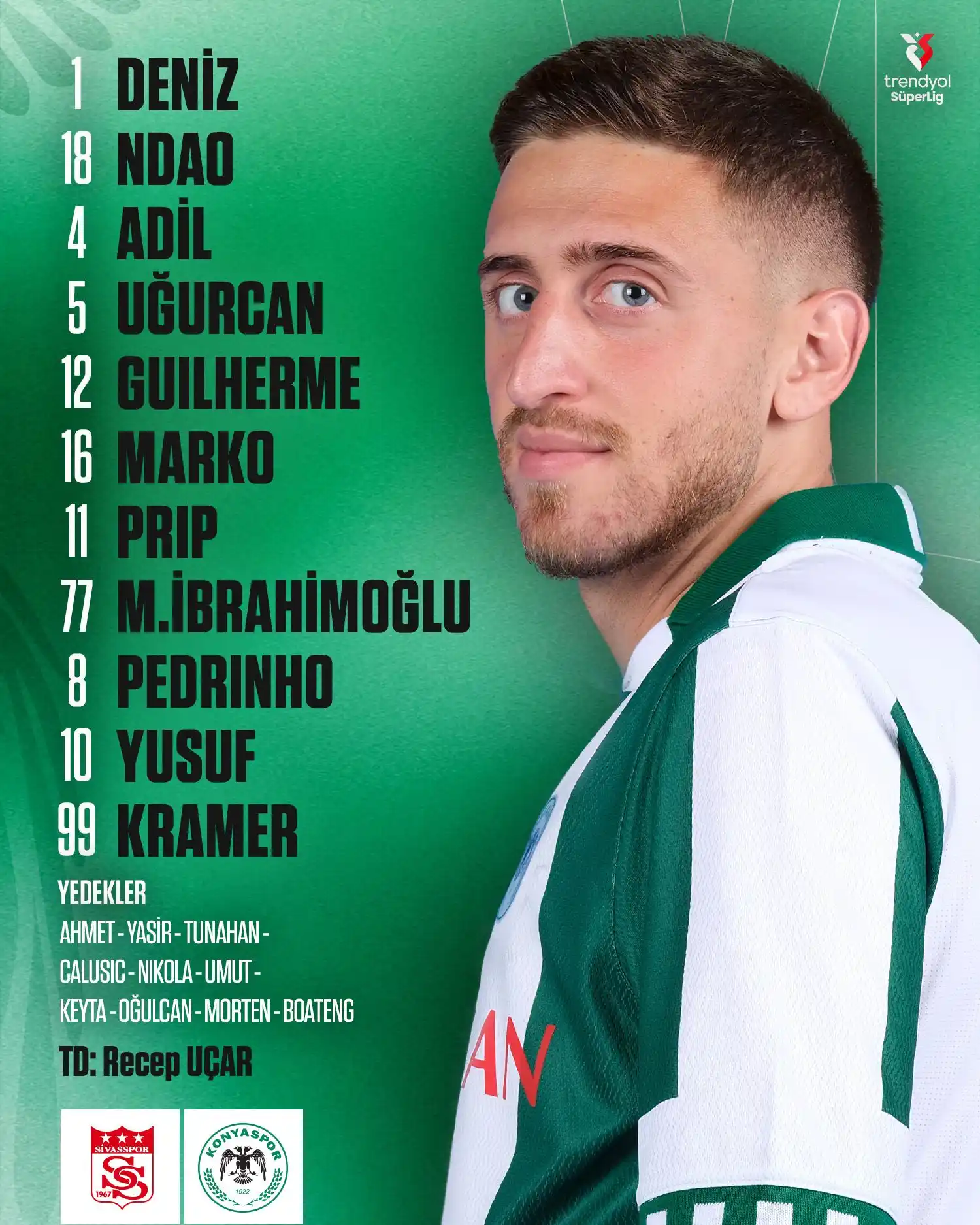 Image from Konyaspor: 📝 Net Global Sivasspor karşısındaki ilk 11'imiz! <a class="text-blue-...