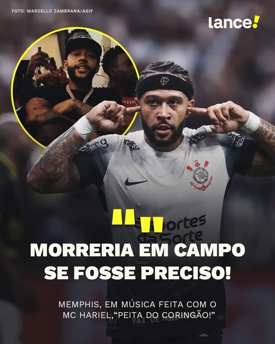 Image from Lance! Corinthians: O MEMPHIS É MUITO TIMÃO! 🦅🤩 Em música lançada em colaboração com o ...