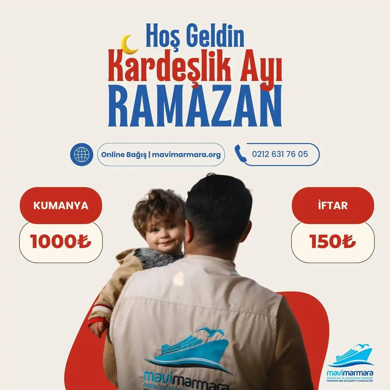 Image from Mavi Marmara Derneği: Hoş Geldin Kardeşlik Ayı Ramazan 😊🌙 Bu Ramazan, sizlerin destekleri...