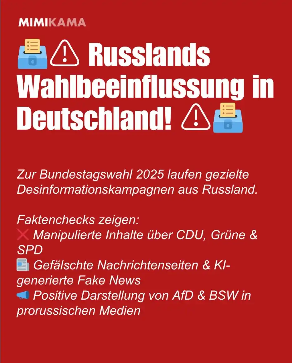 Image from Mimikama Faktenchecks: *Russland betreibt mit großangelegten Desinformationskampagnen gezielt...