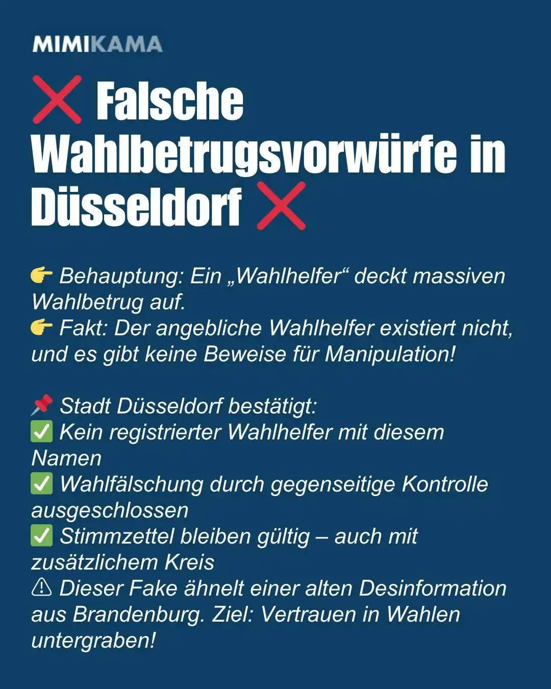 Image from Mimikama Faktenchecks: 🔎 Achtung Fake News! In Düsseldorf soll Wahlbetrug passiert sein? ❌ ...