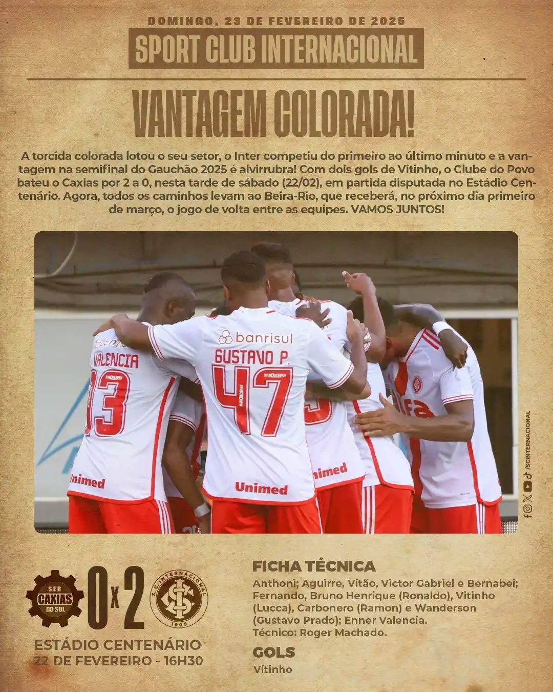 Image from Mundo Colorado | Inter Oficial: 𝗕𝗢𝗠 𝗗𝗜𝗔, torcida colorada! 🤩 Fora de casa, vencemos a primeira...