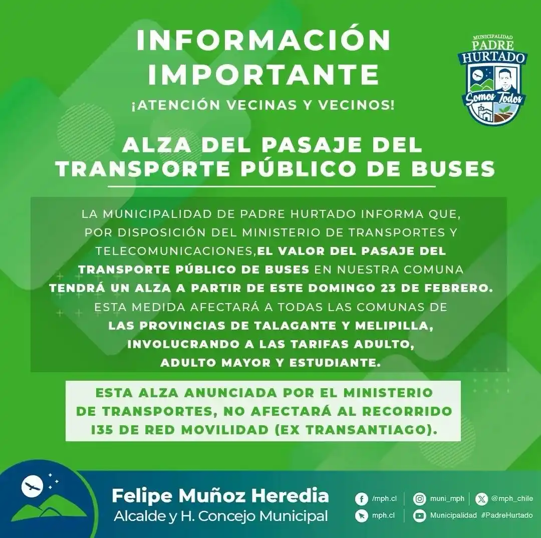 Image from Muni_mph: INFORMACIÓN POR ALZA DEL PASAJE DEL TRANSPORTE PÚBLICO DE BUSES 🚍 ...