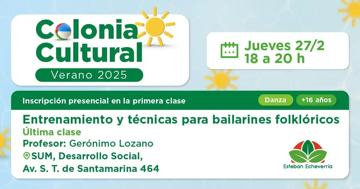 Image from Municipio Esteban Echeverría: 💃🏻🕺🏼 ¡Continuamos con nuestra Colonia Cultural 2025! 🤗 Mañana, ju...