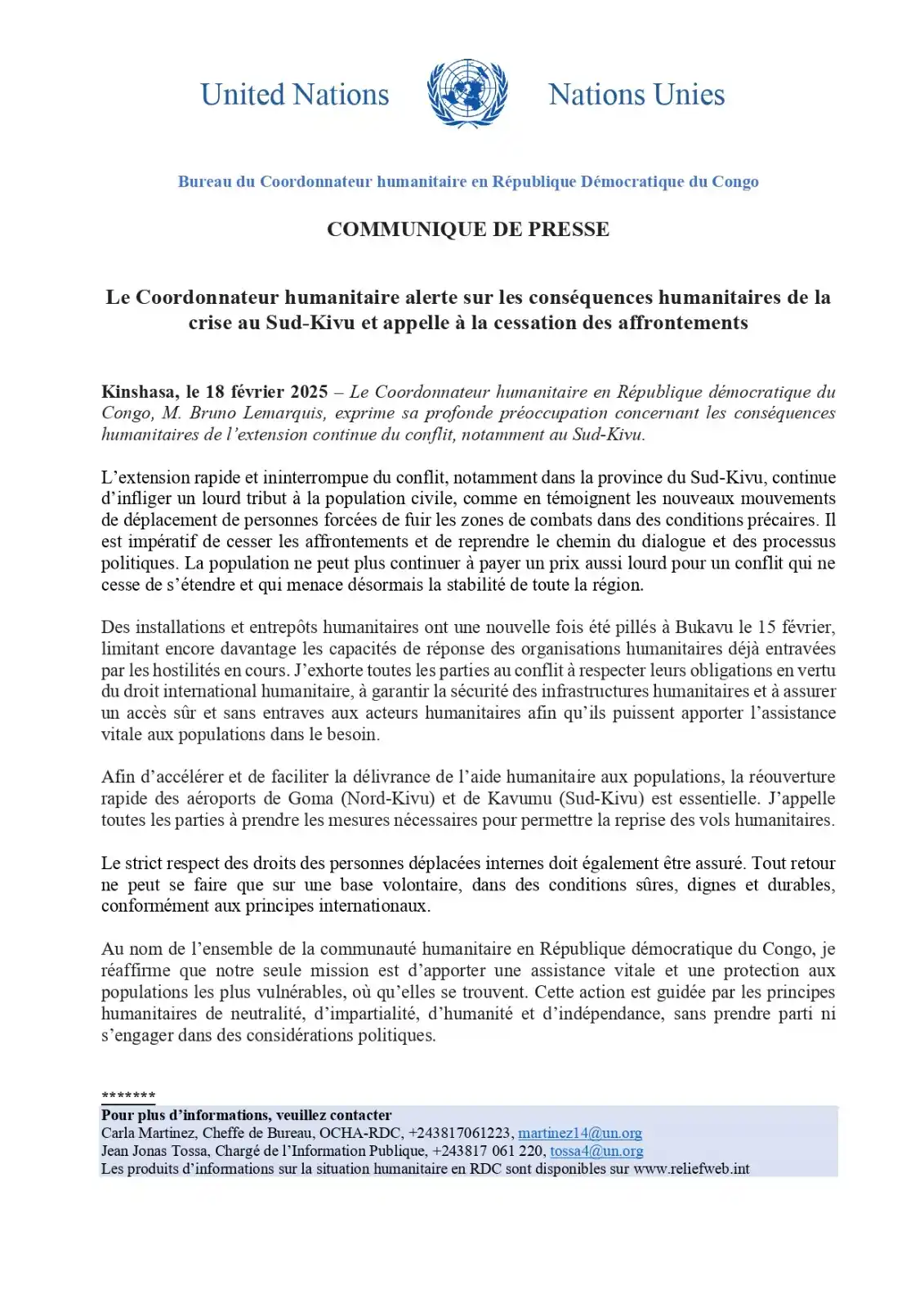Nations Unies en RDCongo post