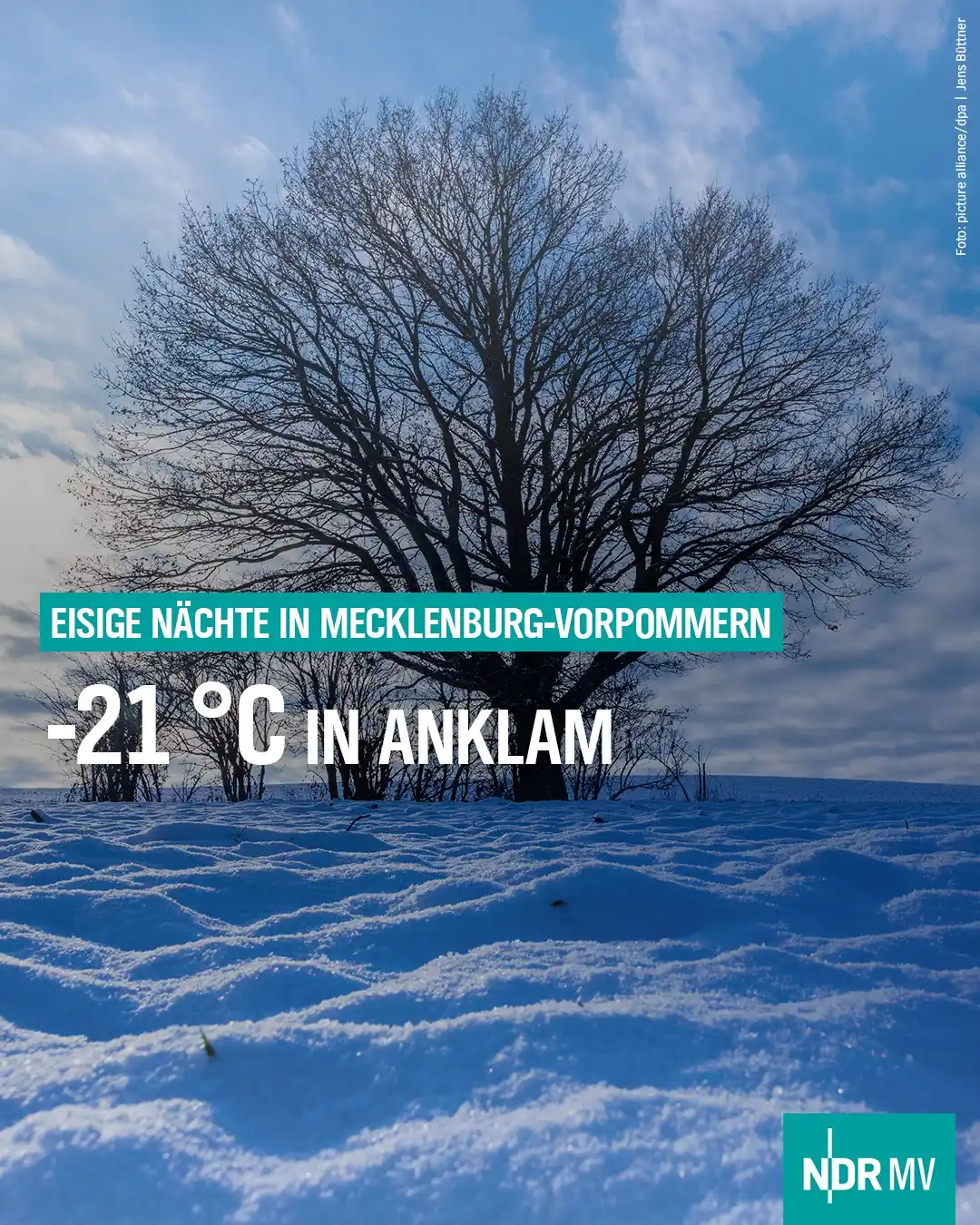Image from NDR MV Nachrichten: 🥶 -21 °C in Anklam: Eisige Nächte in Mecklenburg-Vorpommern. In Teil...