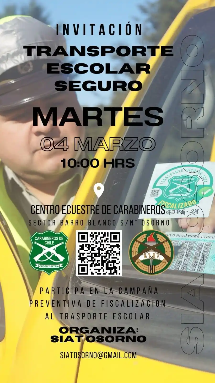 Image from Paislobo.cl Prensa: 🚸 Campaña "Transporte Escolar Seguro" en Osorno 🚔🚍 📅 Fecha: Marte...