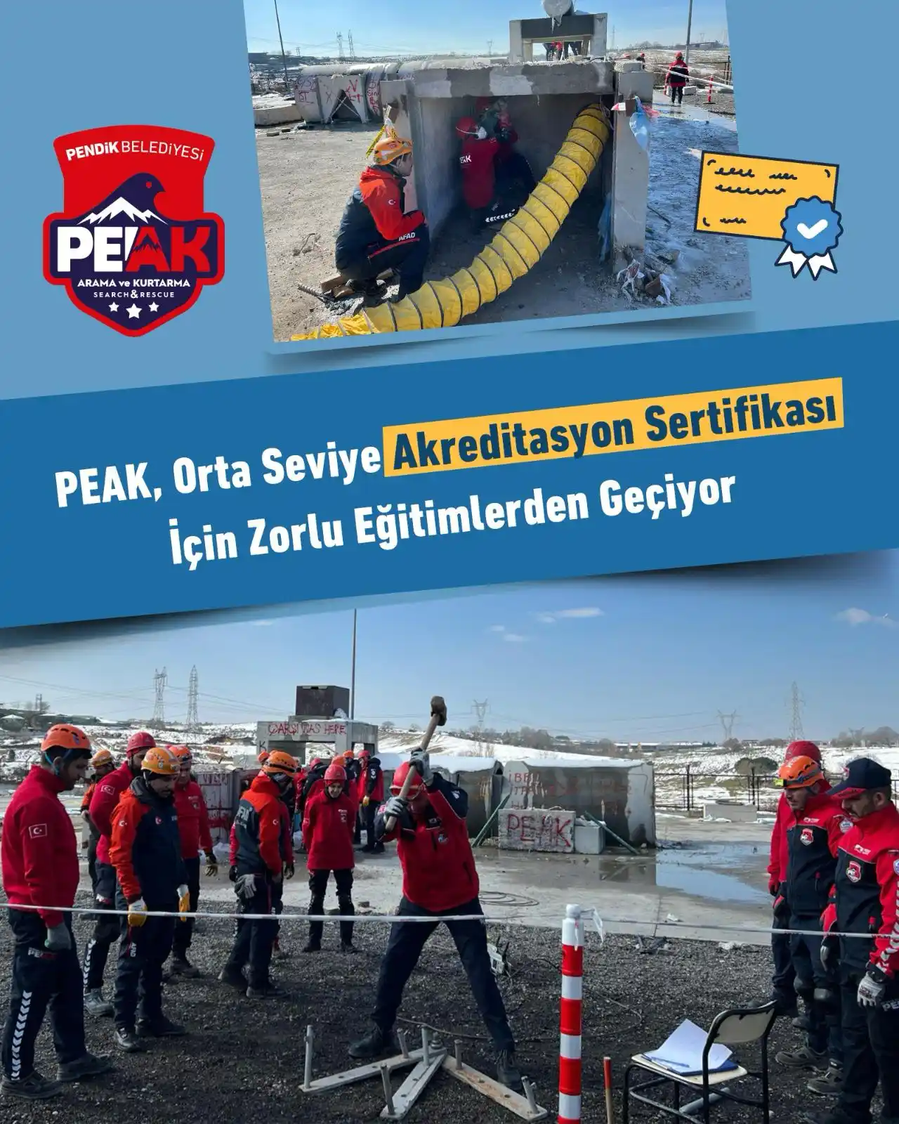 Image from Pendik Belediyesi: Pendik Belediyesi Arama Kurtarma Ekibimiz (PEAK), Orta Seviye Akredita...