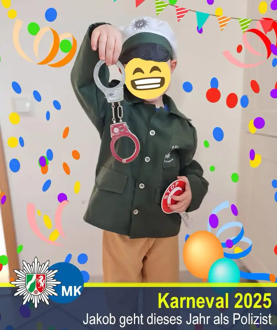 Image from Polizei NRW Märkischer Kreis: Jakob geht dieses Jahr als Polizist. Vielen Dank für das tolle Bild! �...