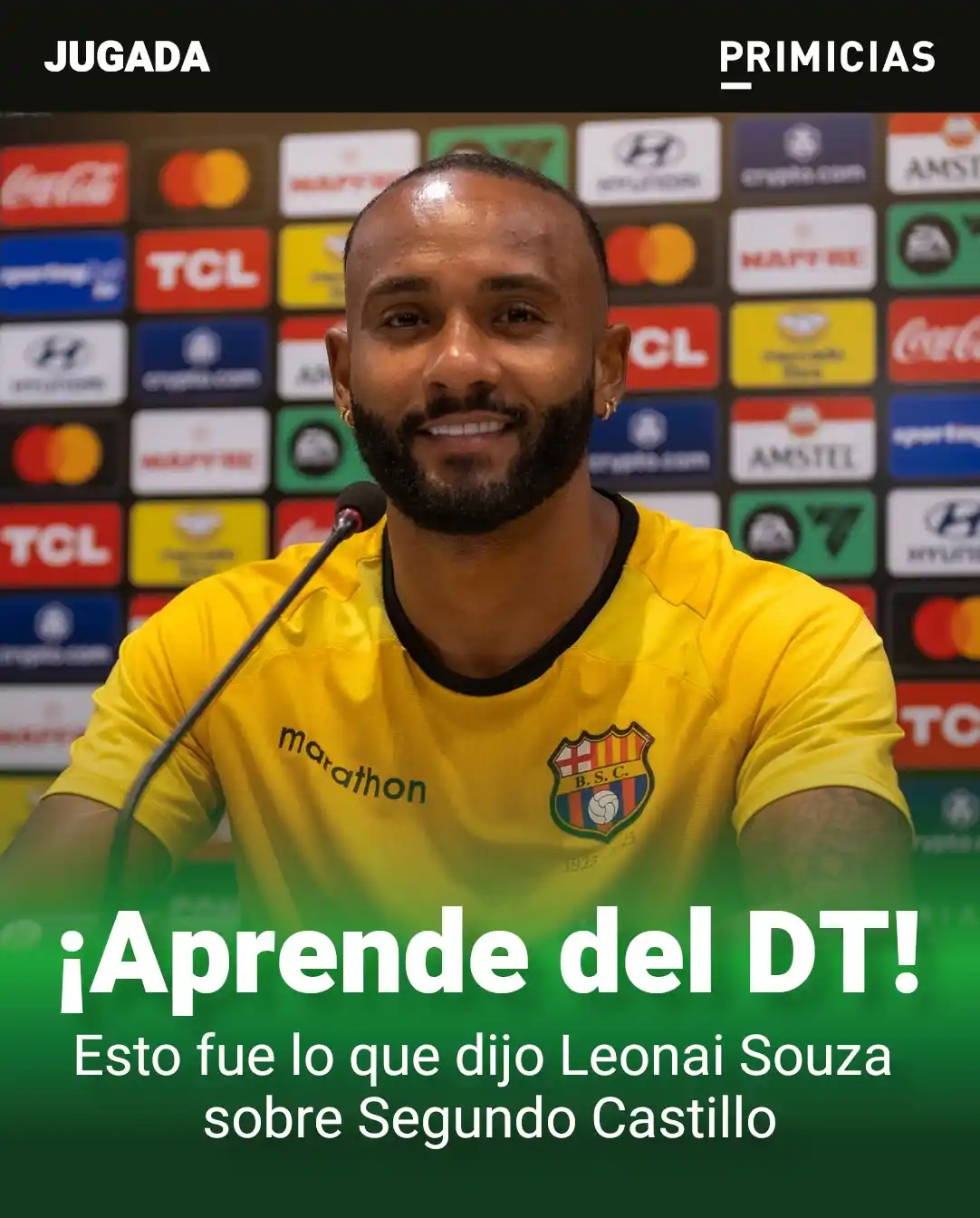 Image from PRIMICIAS: 🟢 *JUGADA* Leonai Souza, de Barcelona SC, habló en rueda de prensa p...