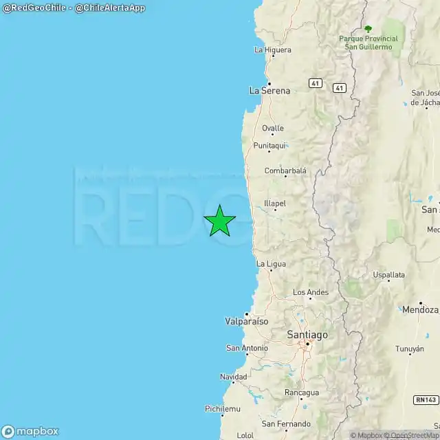 Image from Red Geocientífica de Chile: REVISADO ⚠️ | Un sismo de magnitud 4.1 (Ml) ocurrió a las 21:07:14 hor...