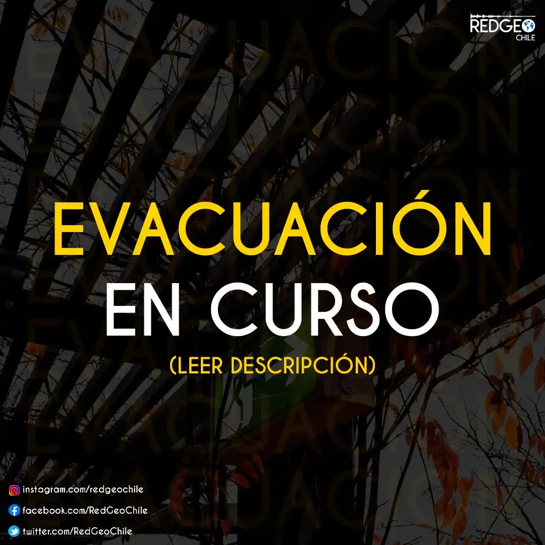 Image from Red Geocientífica de Chile: AHORA ⚠️ | Por incendio forestal 🔥, se solicita evacuar el sector Coi...