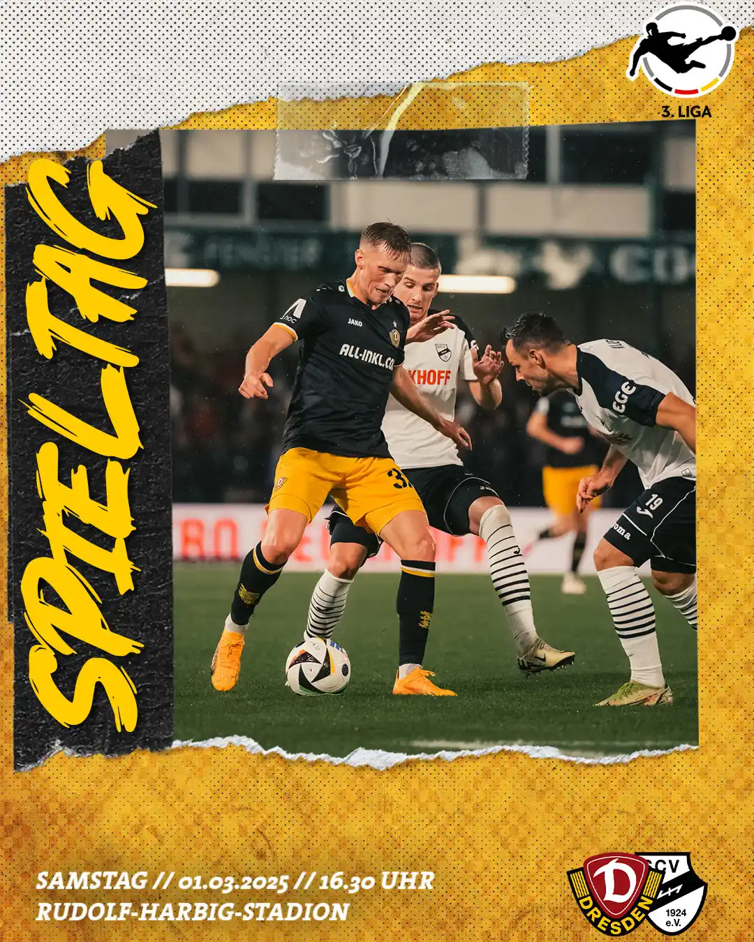 Image from SG Dynamo Dresden: 3. LIGA // 26. SPIELTAG ⏰: 16.30 Uhr 🏟️: Rudolf-Harbig-Stadion 👮♀️:...