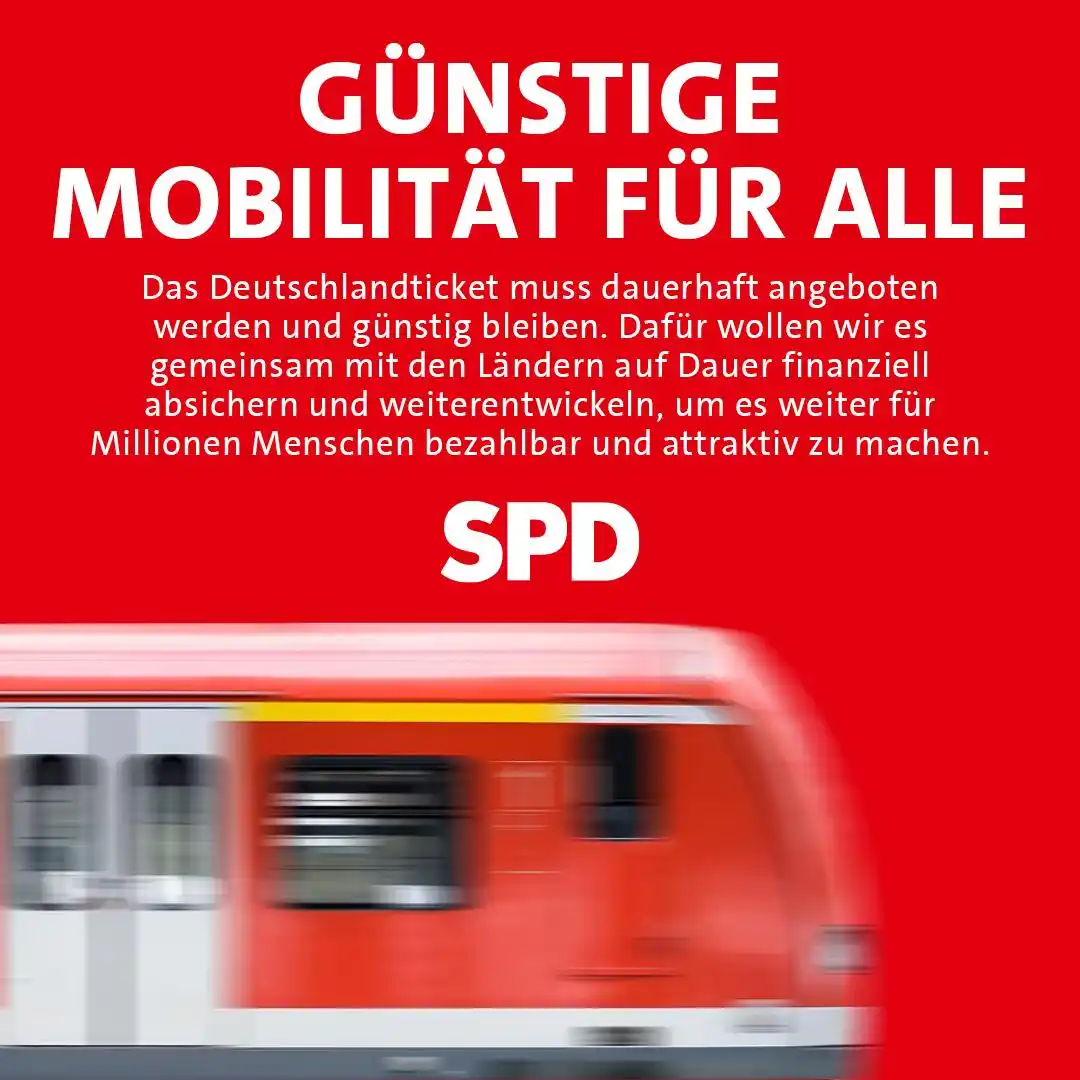 Image from SPD: Merz gibt keine Garantie für das Deutschlandticket. Für uns gilt: Da...